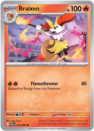 Braixen 012/086 Common Chaos Rising Reverse Holo