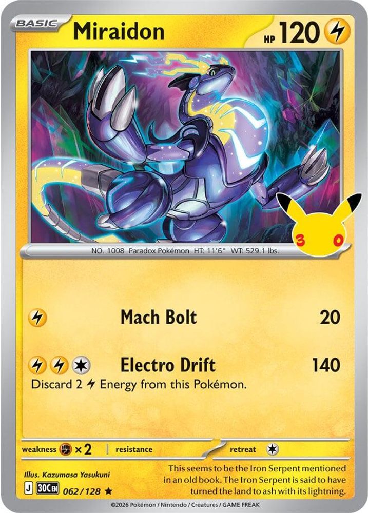 Miraidon 062/128 ME: 30th Celebration Pokemon Holo Near Mint