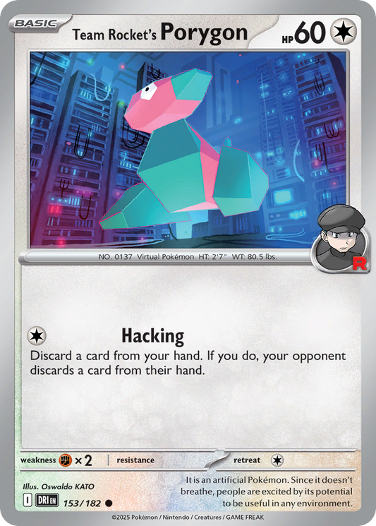 Team Rocket's Porygon 153/182 Common Destined Rivals Reverse Holo