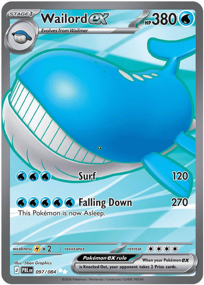 Wailord ex 097/084 Ultra Rare Pitch Black Pokemon Holo