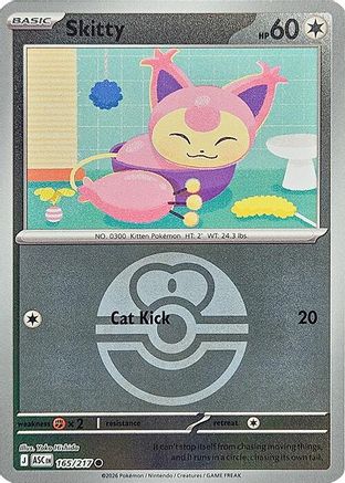 Skitty (Love Ball) 165/217 Holo Common Ascended Heroes Reverse Holo