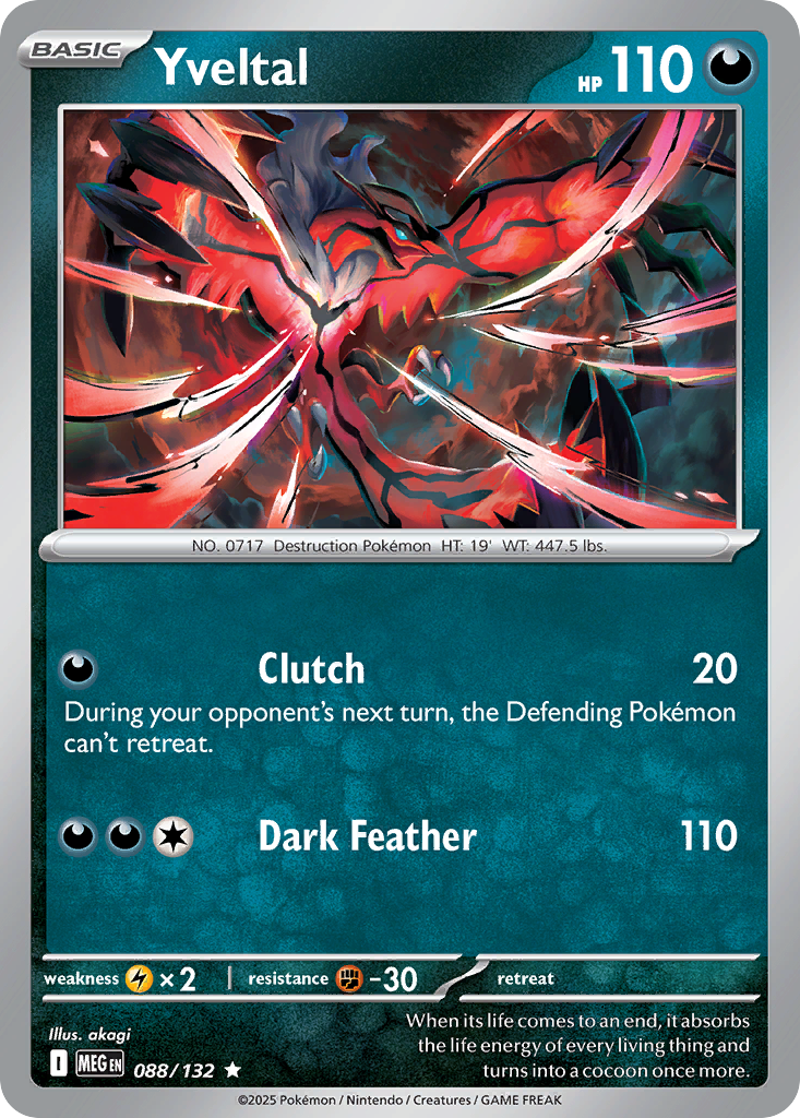 Yveltal 088/132 Rare Mega Evolution Reverse Holo