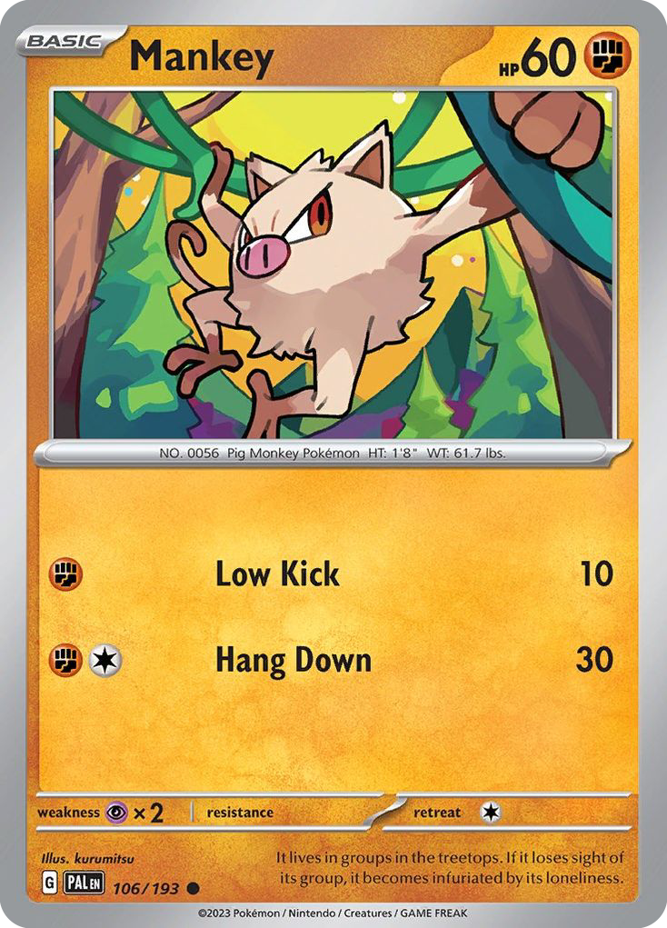 Mankey 106/193 Common Paldea Evolved Reverse Holo