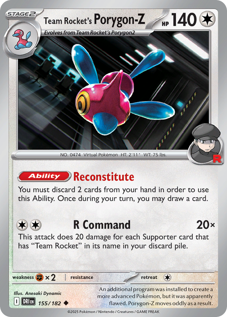 Team Rocket's Porygon-Z 155/182 Uncommon Destined Rivals