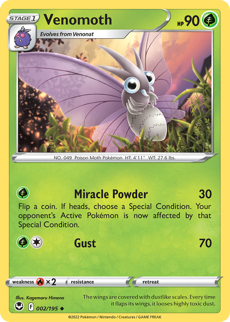 Venomoth 002/195 Uncommon Silver Tempest
