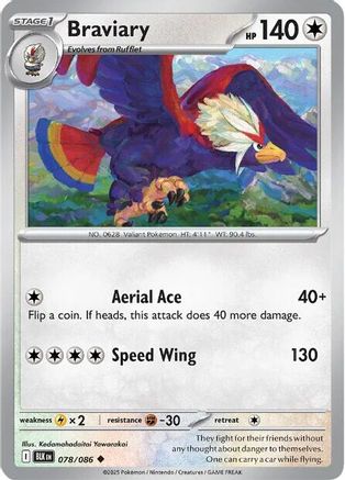 Braviary 078/086 Uncommon Black Bolt Reverse Holo