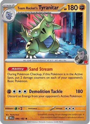 Team Rocket's Tyranitar (Theme Deck Non-Holo) 96/182 Rare Exclusives