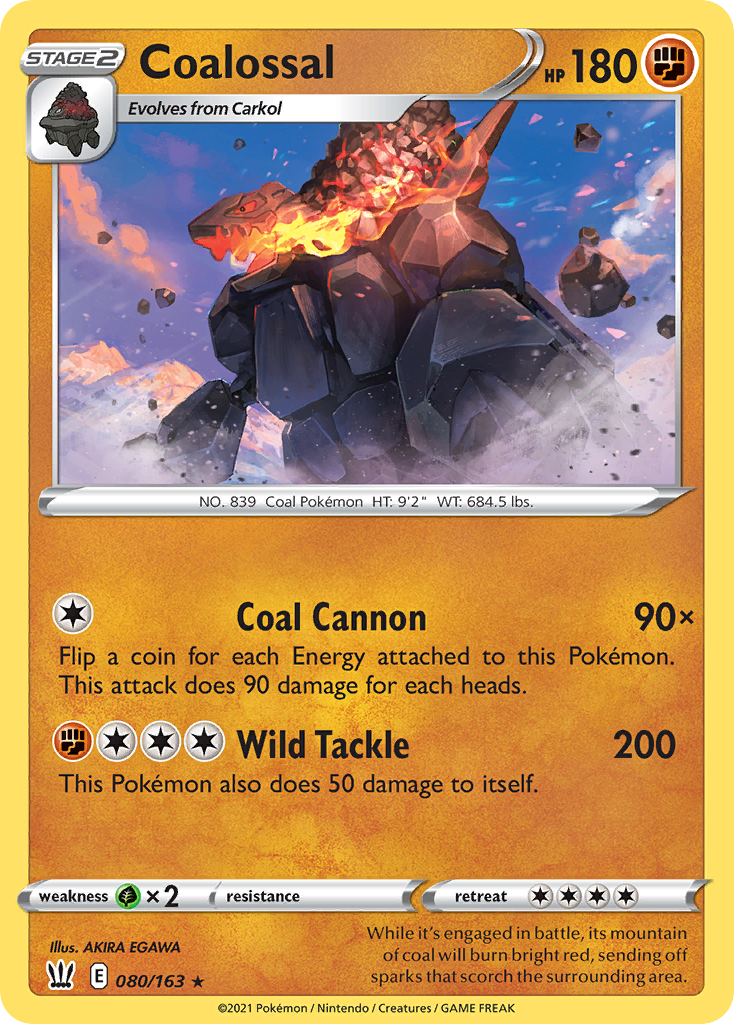 Coalossal 080/163 Holo Rare Battle Styles Reverse Holo