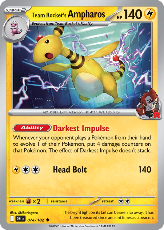 Team Rocket's Ampharos 074/182 Uncommon Destined Rivals