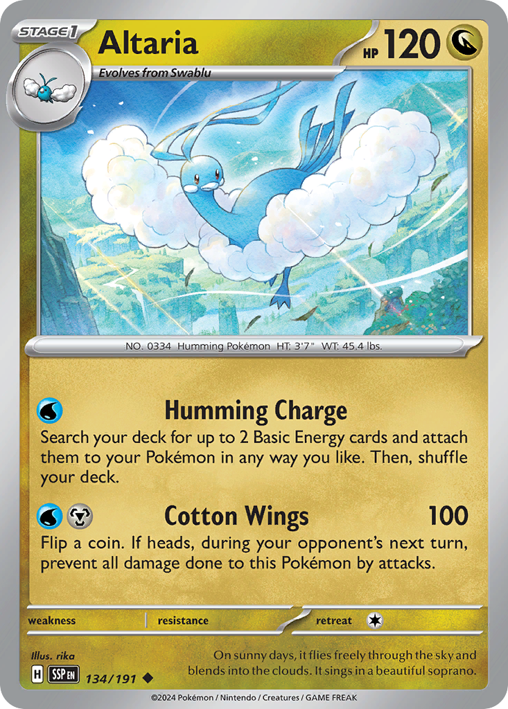 Altaria 134/191 Uncommon Surging Sparks Reverse Holo
