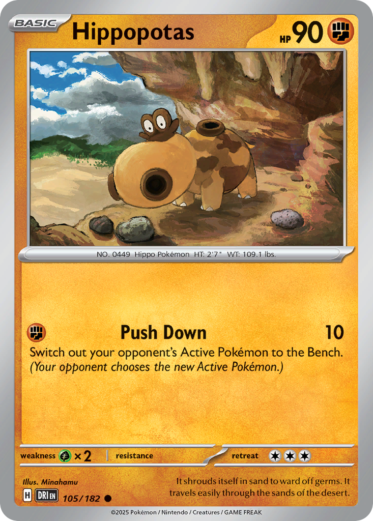 Hippopotas 105/182 Common Destined Rivals Reverse Holo