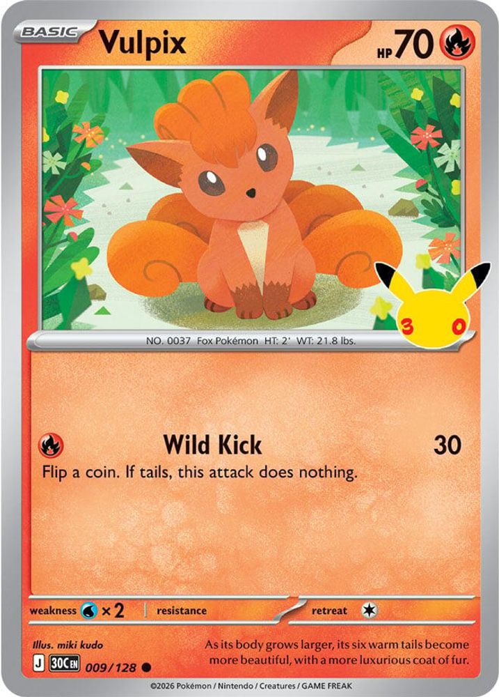 Vulpix 009/128 Holo Common ME: 30th Celebration Pokemon Near Mint
