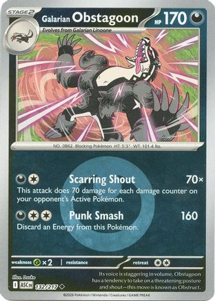 Galarian Obstagoon (Energy Symbol Pattern) 132/217 Ascended Heroes Reverse Holo