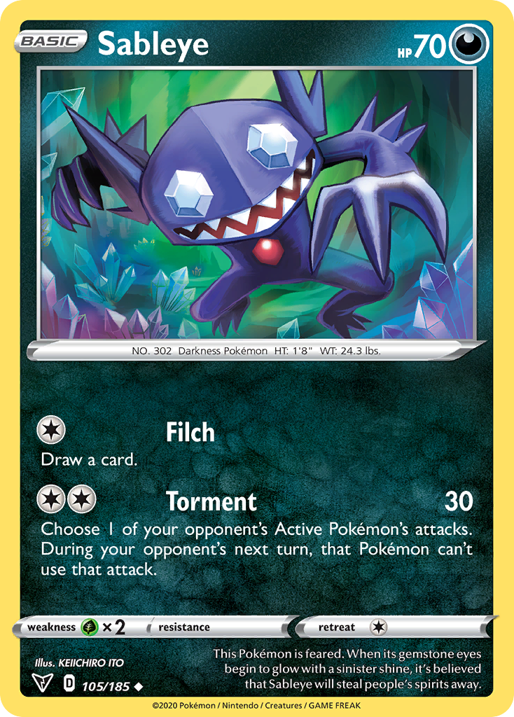 Sableye 105/185 Uncommon Vivid Voltage Reverse Holo