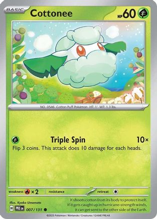 Cottonee 007/131 Common Prismatic Evolutions Reverse Holo