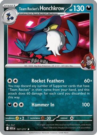 Team Rocket's Honchkrow 127/217 Rare Ascended Heroes Holo
