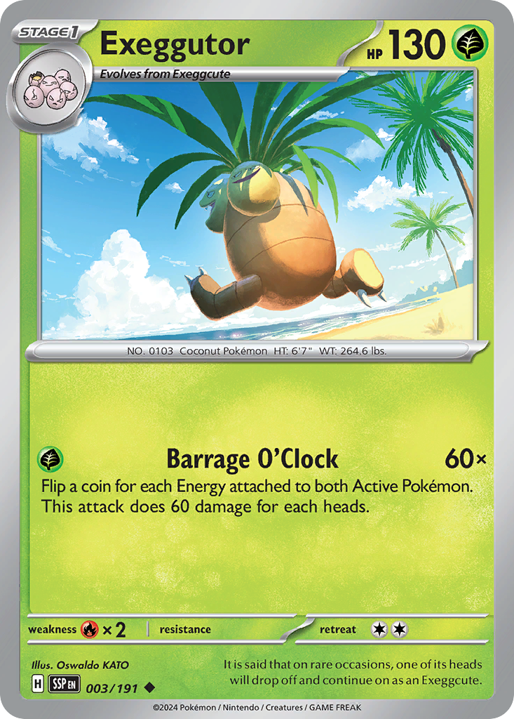 Exeggutor 003/191 Uncommon Surging Sparks Reverse Holo