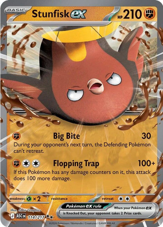 Stunfisk ex 114/217 Double Rare Ascended Heroes Pokemon Holo