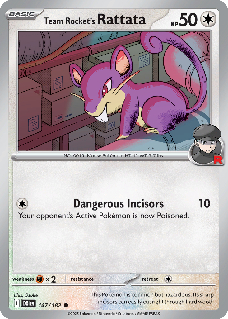 Team Rocket's Rattata 147/182 Common Destined Rivals