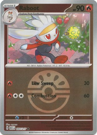 Raboot (Friend Ball) 037/217 Common Ascended Heroes Reverse Holo