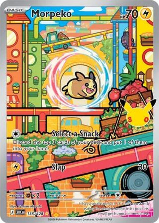 Morpeko 135/128 Illustration Rare ME: 30th Celebration Pokemon Holo