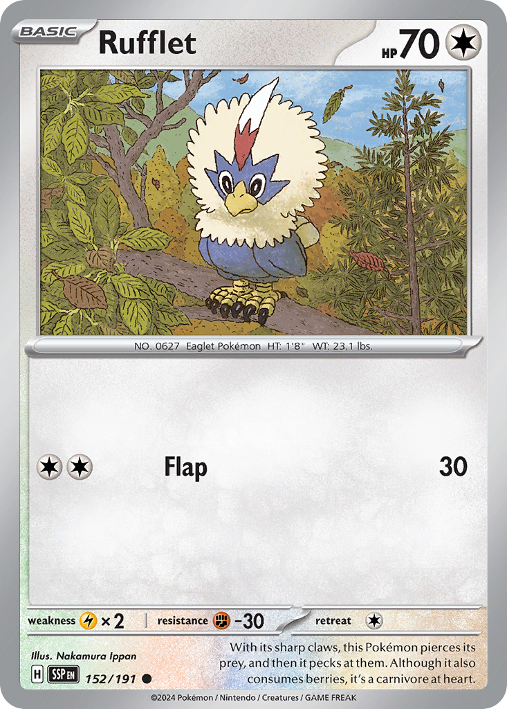 Rufflet 152/191 Common Surging Sparks Reverse Holo
