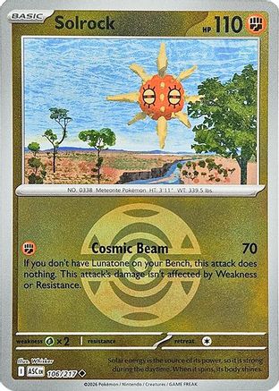 Solrock (Dusk Ball) 106/217 Holo Uncommon Ascended Heroes