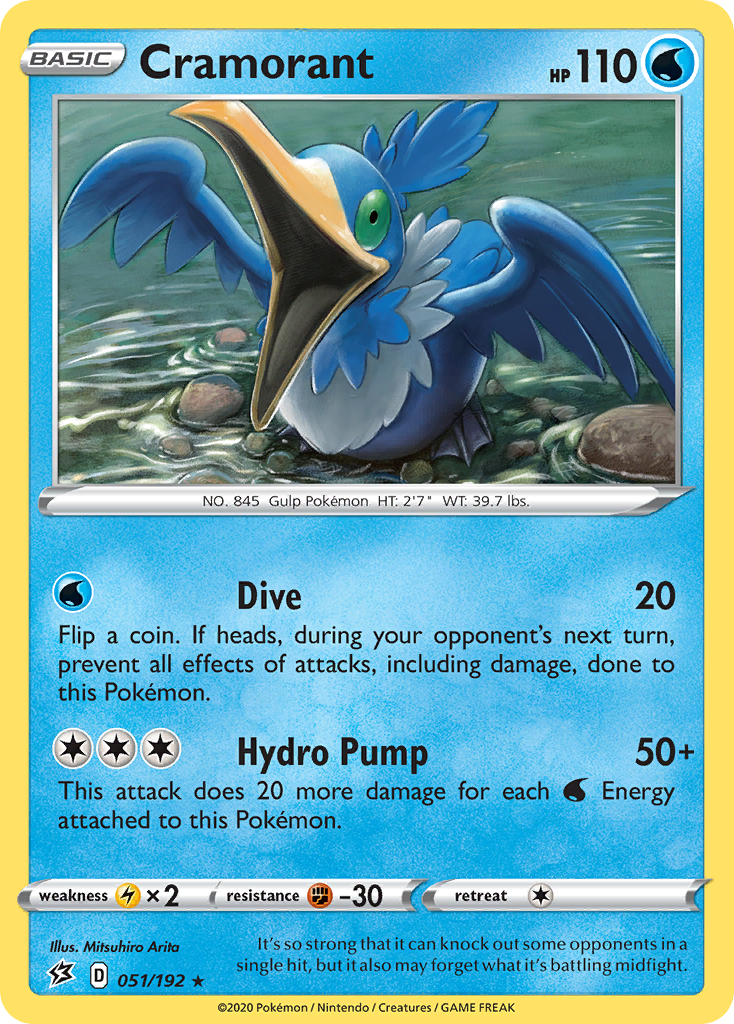 Cramorant 051/192 Rare Rebel Clash Reverse Holo