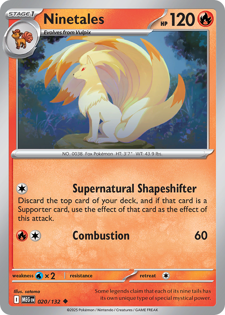 Ninetales 020/132 Uncommon Mega Evolution Reverse Holo