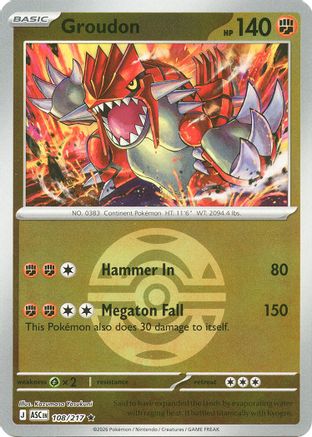 Groudon (Dusk Ball) 108/217 Rare Ascended Heroes Reverse Holo