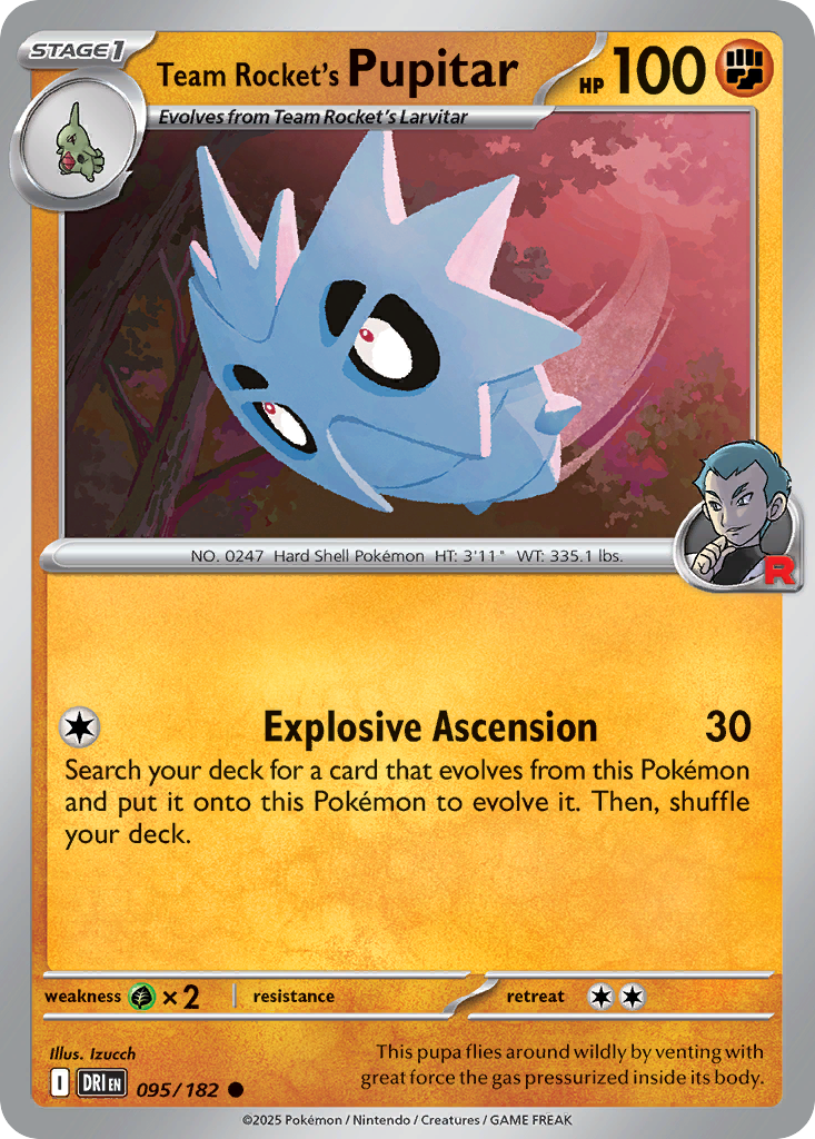 Team Rocket's Pupitar 095/182 Common Destined Rivals Reverse Holo