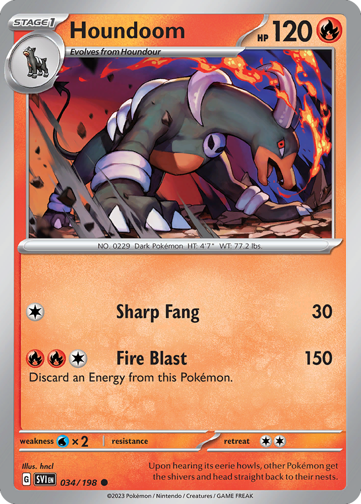 Houndoom 034/198 Common Scarlet & Violet Reverse Holo
