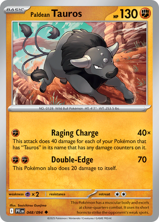 Paldean Tauros 048/094 Uncommon Phantasmal Flames Reverse Holo
