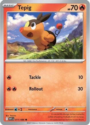 Tepig 011/086 Common White Flare Reverse Holo