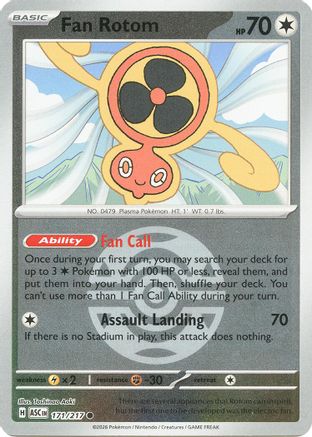 Fan Rotom (Dusk Ball) 171/217 Common Ascended Heroes Reverse Holo
