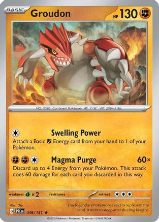 Groudon 049/131 Holo Rare Prismatic Evolutions Reverse Holo