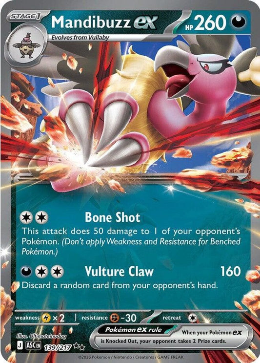 Mandibuzz ex 139/217 Double Rare Ascended Heroes Pokemon Holo