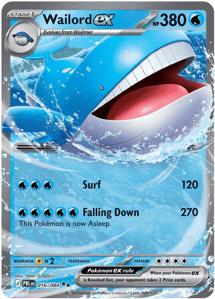 Wailord ex 016/084 Double Rare Pitch Black Pokemon Holo