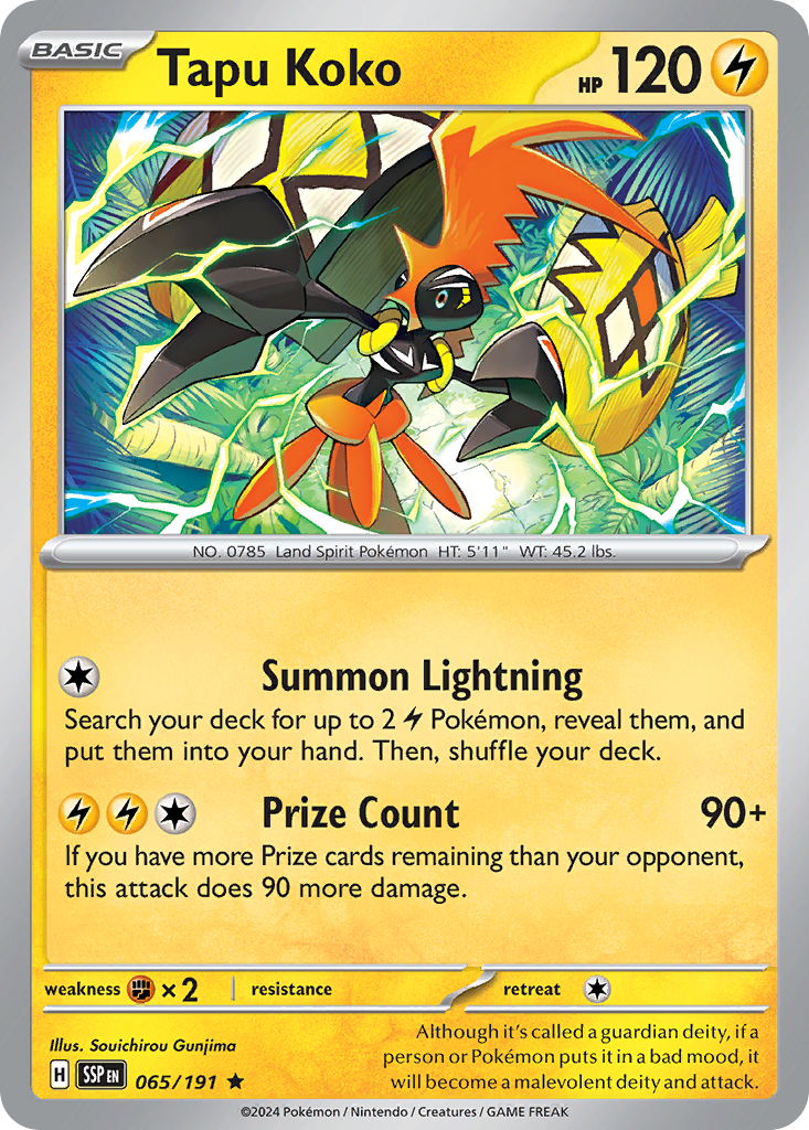 Tapu Koko 065/191 Rare Surging Sparks Holo