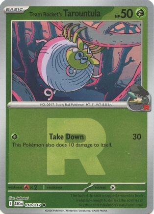 Team Rocket's Tarountula (Team Rocket) 018/217 Ascended Heroes Reverse Holo