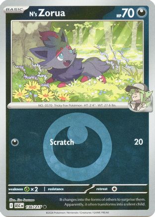 N's Zorua (Energy Symbol Pattern) 136/217 Ascended Heroes Reverse Holo