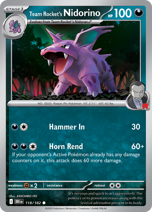 Team Rocket's Nidorino 118/182 Common Destined Rivals
