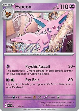 Espeon 033/131 Holo Rare Prismatic Evolutions Reverse Holo