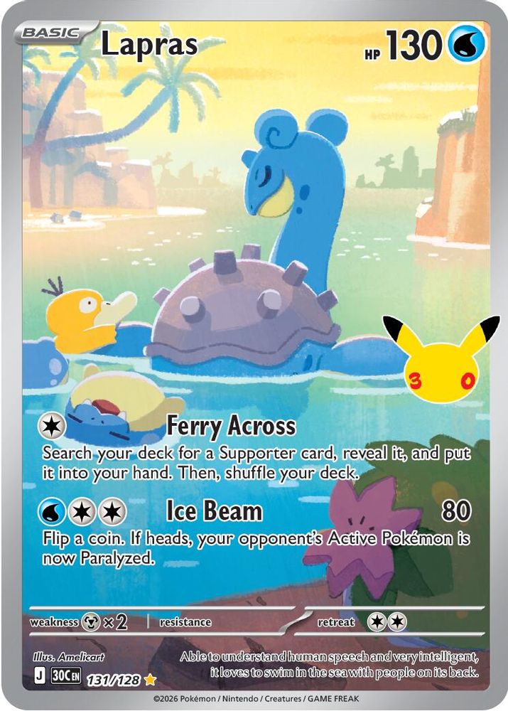 Lapras 131/128 Holo Illustration Rare ME: 30th Celebration