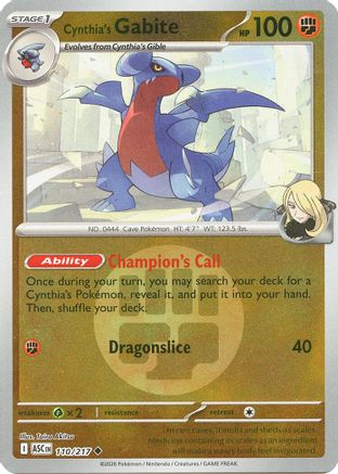 Cynthia's Gabite (Energy Symbol Pattern) 110/217 Ascended Heroes