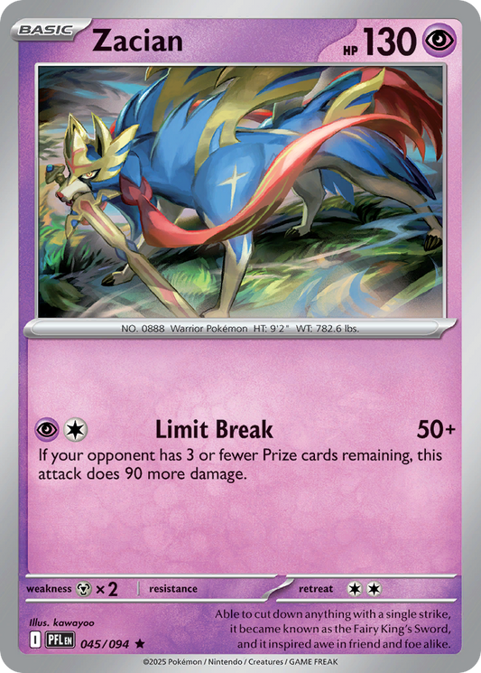 Zacian 045/094 Rare Phantasmal Flames Holo