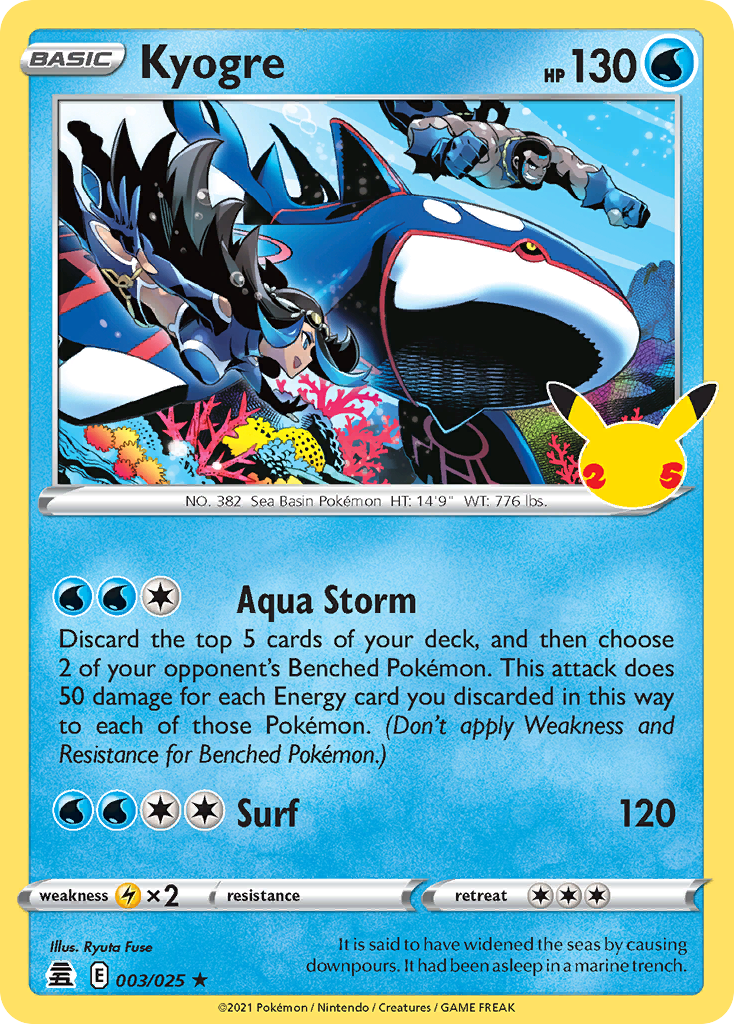 Kyogre 003/025 Rare Celebrations Holo