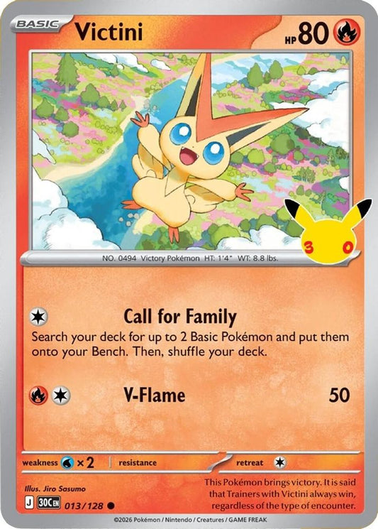 Victini 013/128 Common ME: 30th Celebration Pokemon Holo Near Mint
