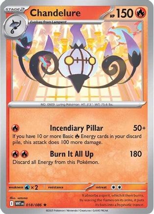 Chandelure 018/086 Holo Rare White Flare Holo