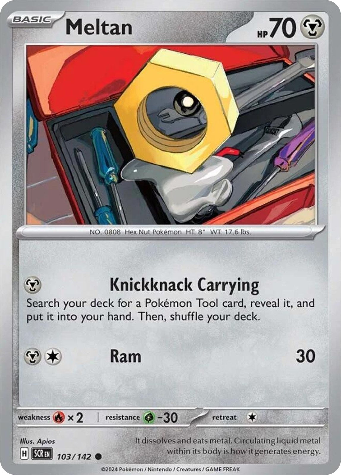 Meltan 103/142 Common Stellar Crown Reverse Holo